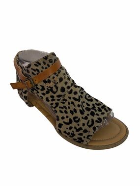 Blowfish Leopard Print Peep-Toe Sandal with Tan Strap